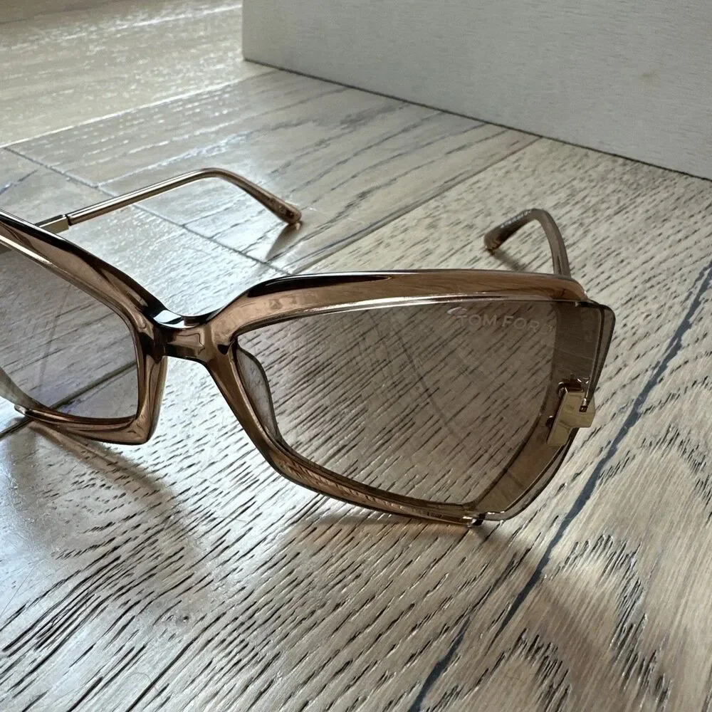 Tom Ford TF766 Gia Sunglasses 57G Rose Champagne 63-19 Italy w Case